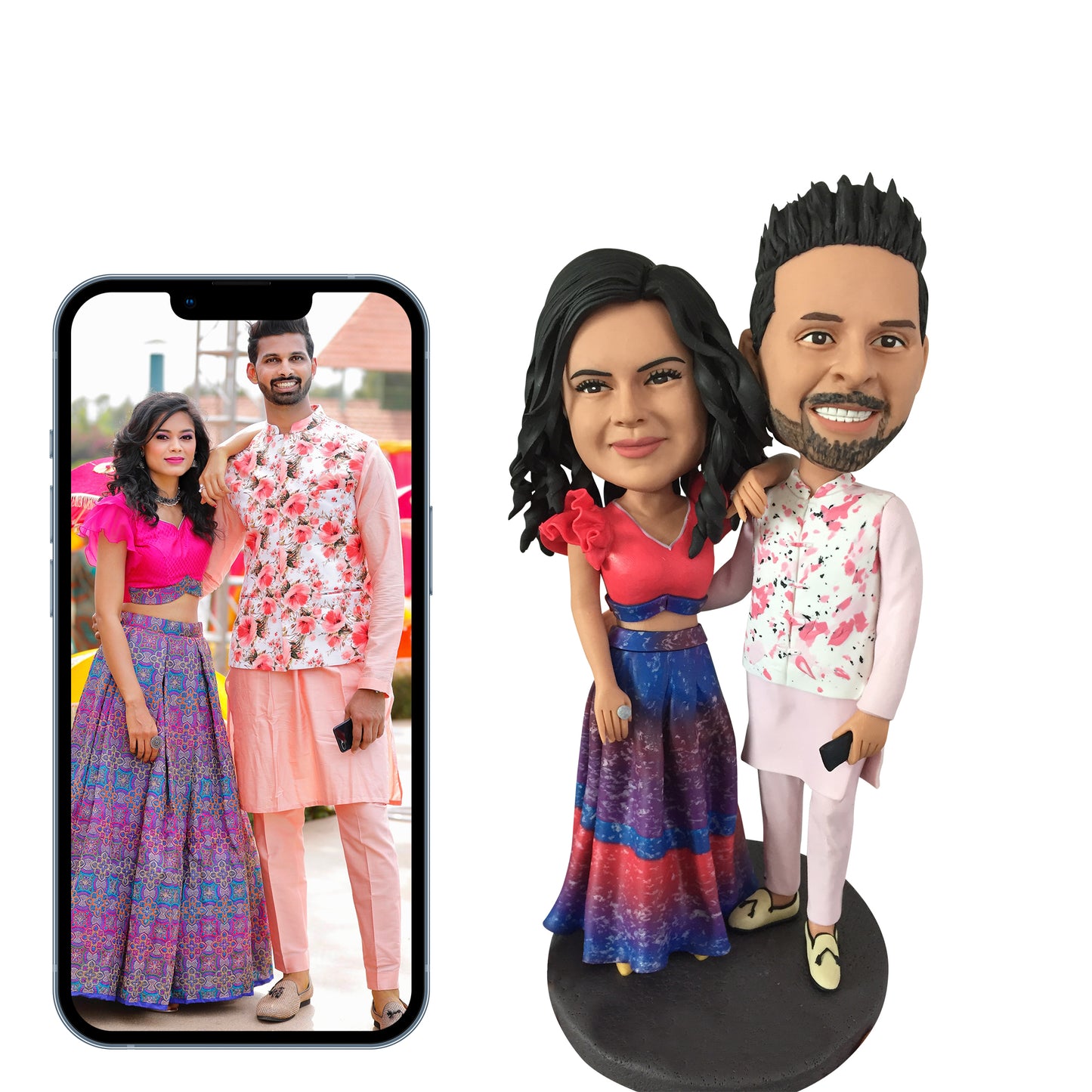Customized indian couple bobblehead dolls