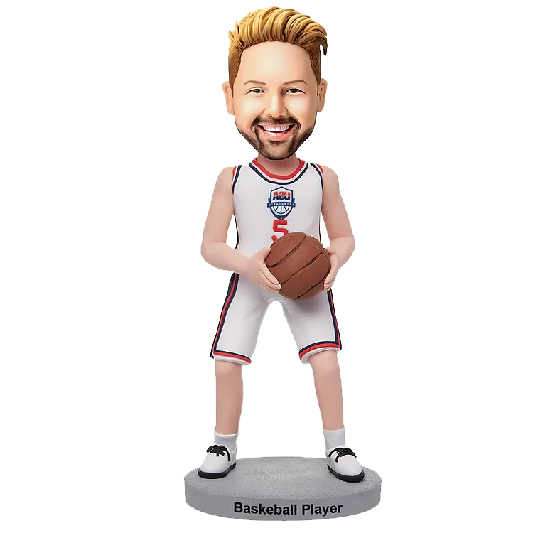 Personalize a bobblehead of a person wearing a red jersey