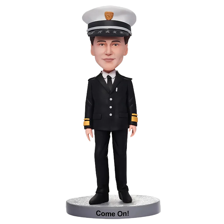 Personalized custom hand-held police cap bobble head doll