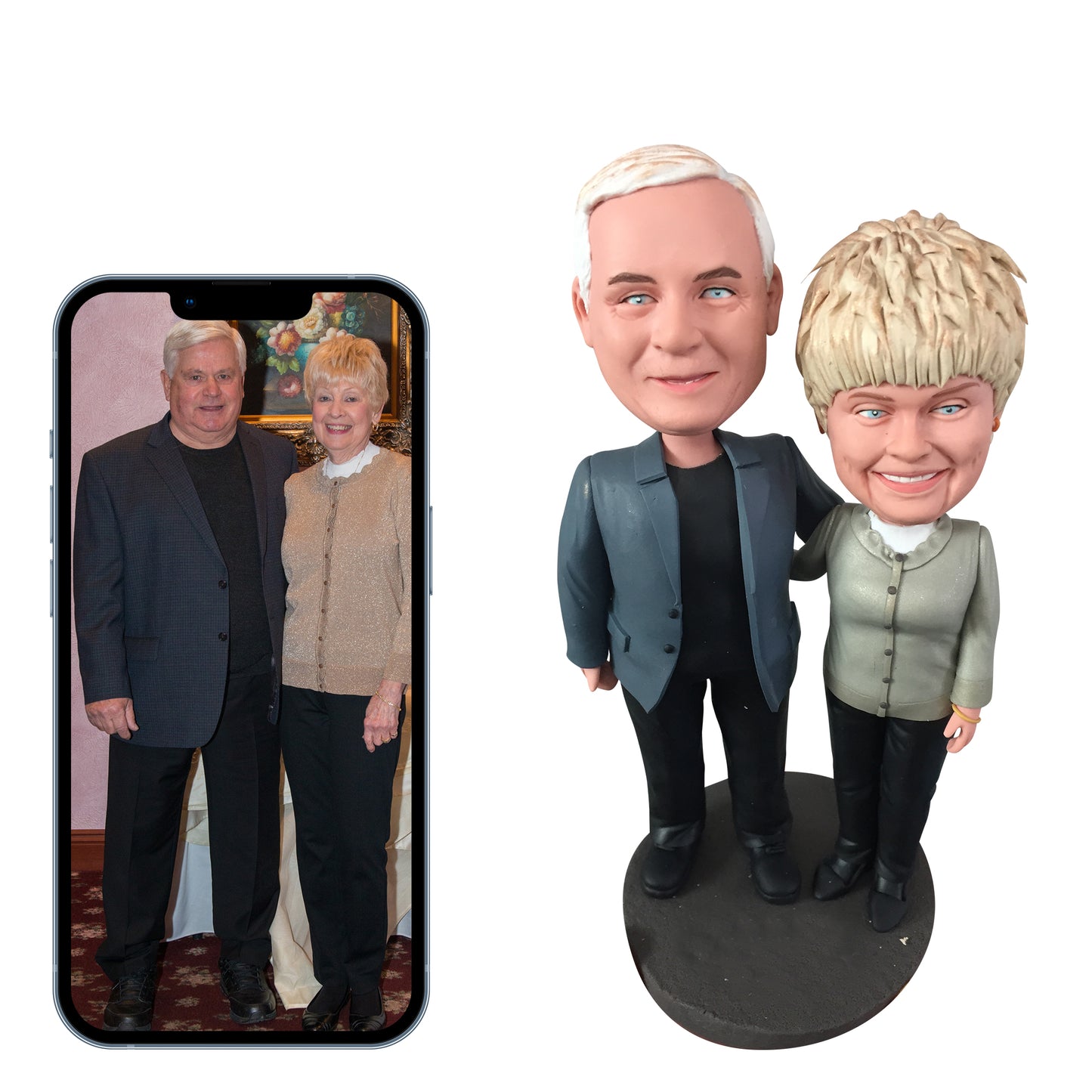 Customized elegant couple love memorial bobblehead dolls