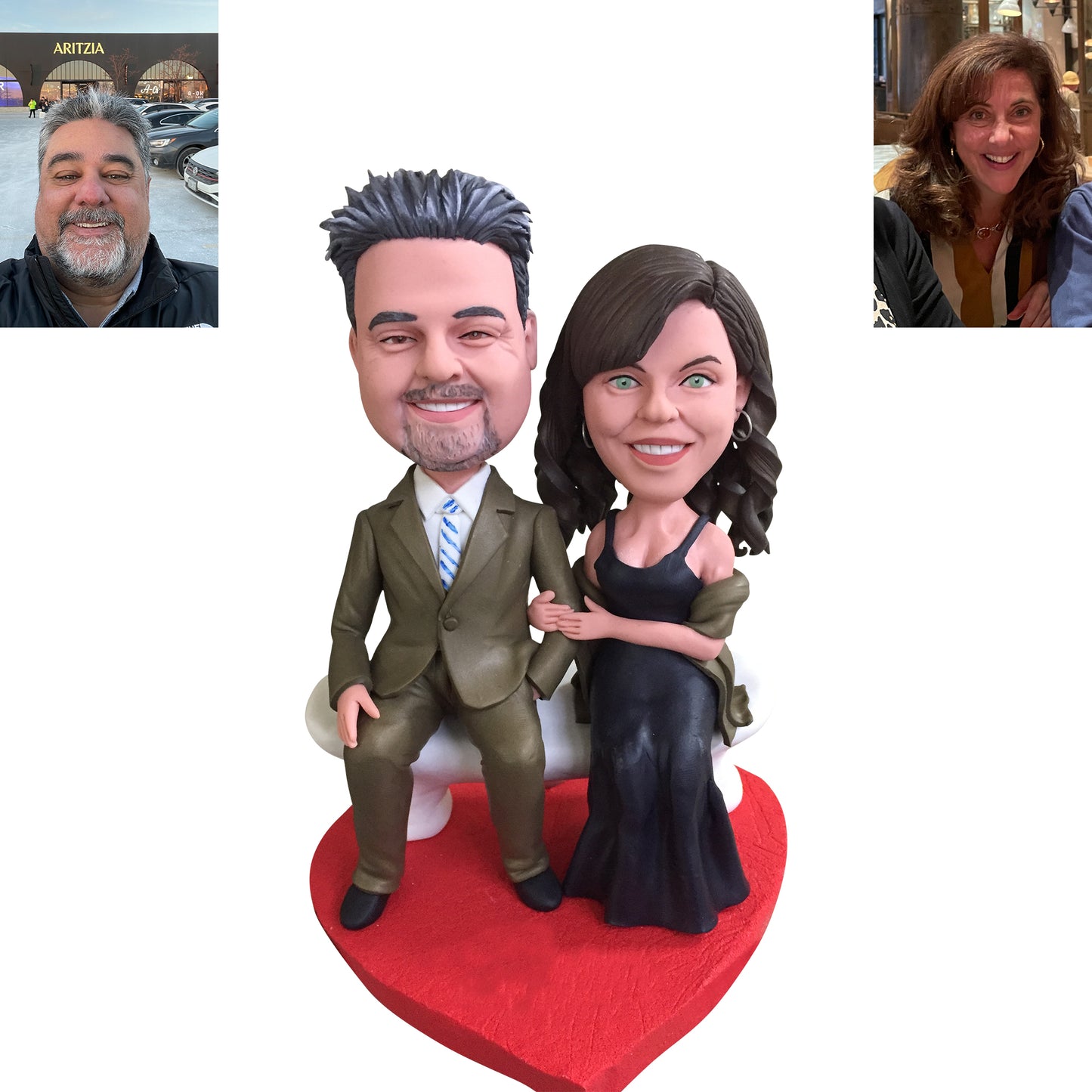 Custom wedding anniversary heart base bobbleheads