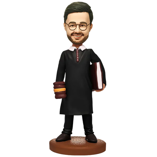 Personalized Handheld Book and Hammer Judge Bobble Head Doll,Fully Custom Doctor Bobblehead Figurine Personalized Gifts Valentine's Day Gift Business Gift Father Gift Boyfriend Gift Based on Your Photos,customize action figure