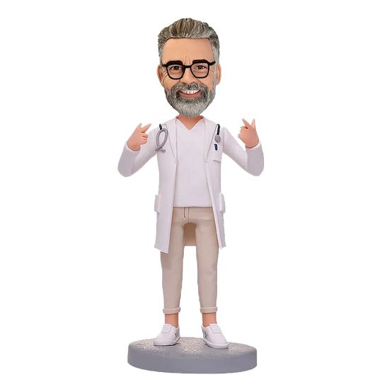 Personalized Doctor in a white coat bobblehead doll