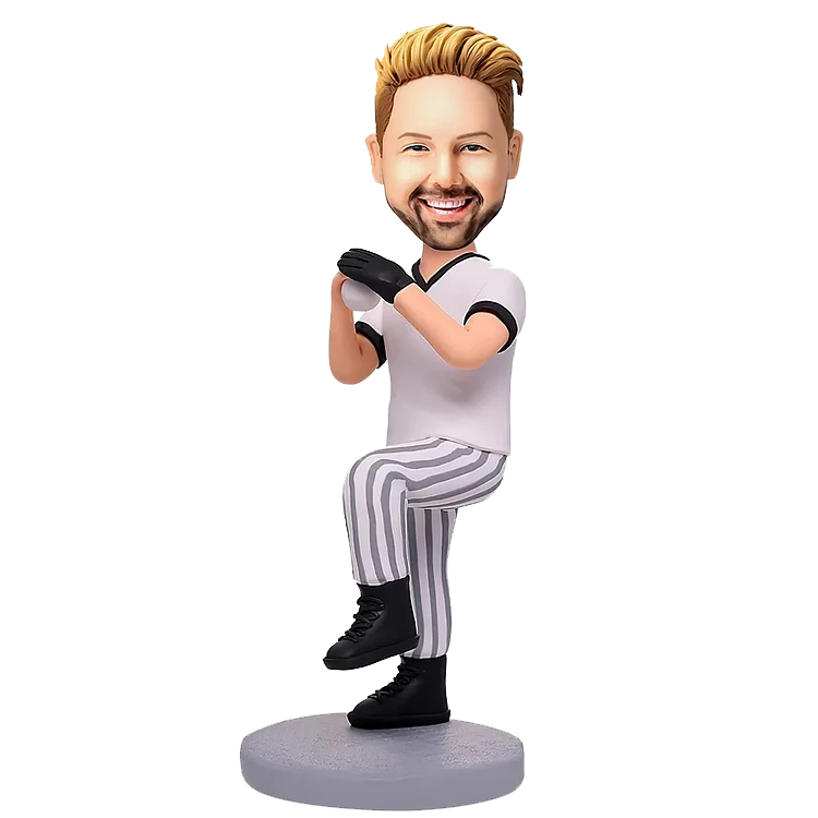 Personalized custom baseball pitcher bobble head doll