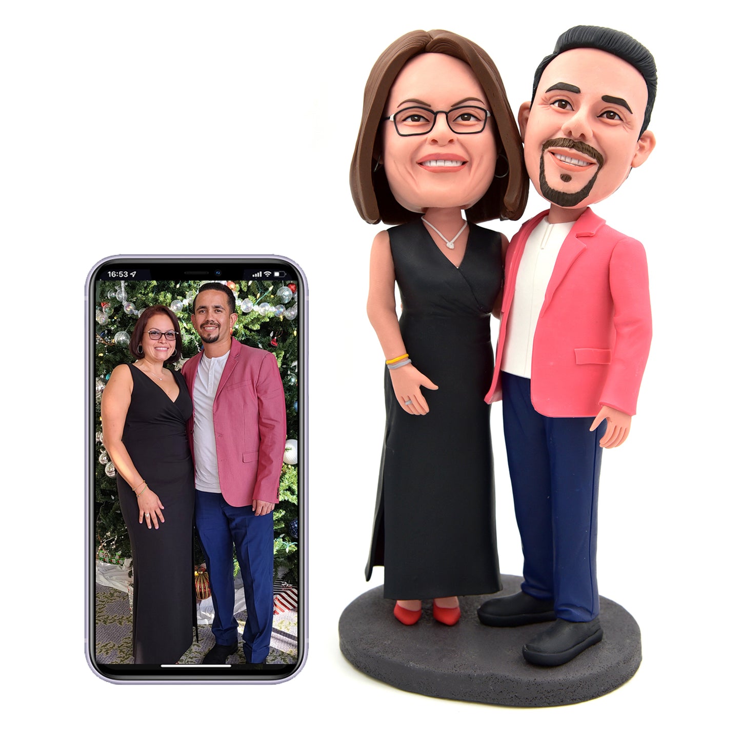 Custom wedding anniversary heart base bobbleheads