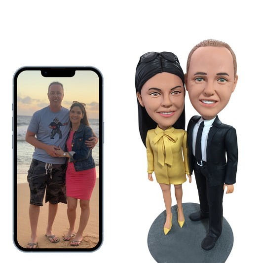 Customized elegant couple love memorial bobblehead dolls