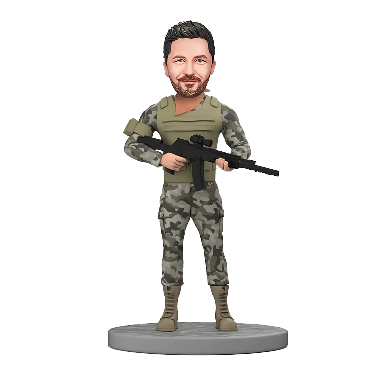 Personalized Customized Handheld Rifle Armed Police Bobble Head Doll,Man Bobble head Custom, Personalized Birthday Bobblehead For Dad, Personalized bobbleheads, custom men's bobbleheads,figure custom