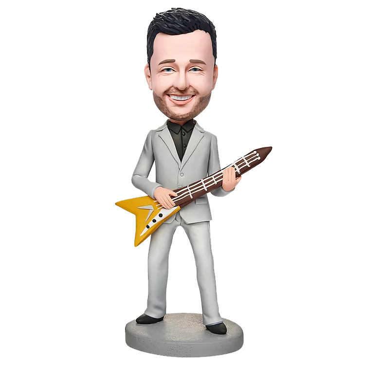 Personalized custom rock guitar singer bobble head doll