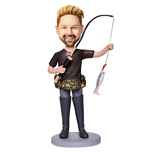 Personalized customized hand-held fishing rod bobble doll,Make Your Own Bobblehead, Custom Bobbleheads Female, Personalized Action Figure Of Yourself,figures personalized,bobble head custom,custom made bobble head dolls,bobble head custom