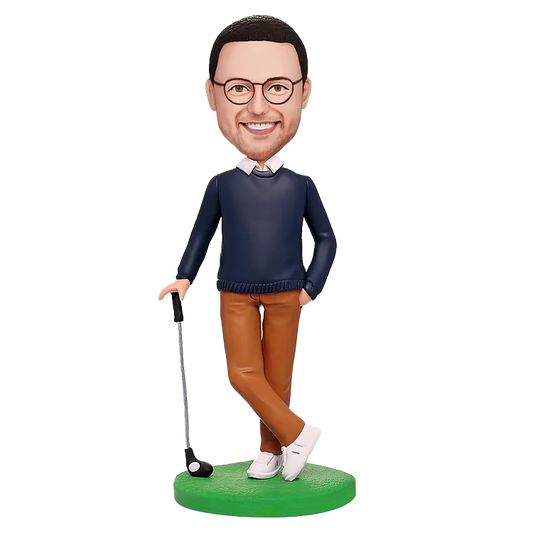 Custom bobbleheads for people with golf clubs