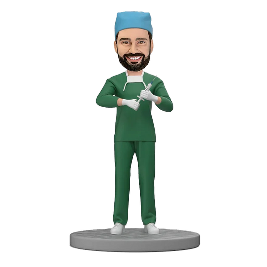 Custom doctor bobblehead doll with syringe