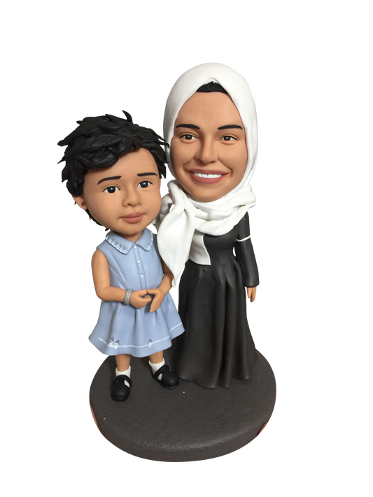 Personalized customized mother daughter bobblehead doll