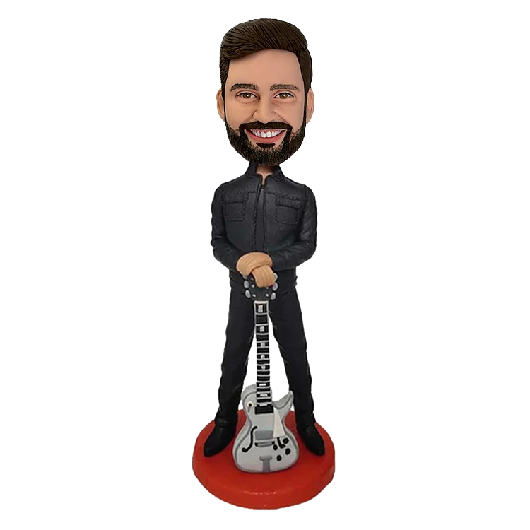 Personalized custom rock guitar singer bobble head doll