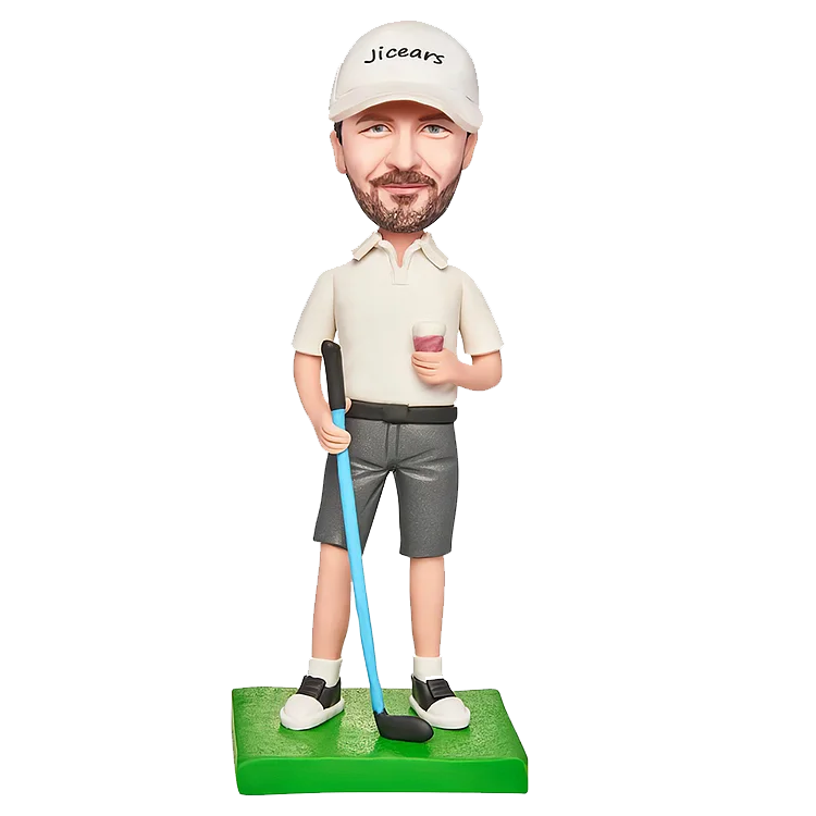 Personalized bobblehead with golf clubs