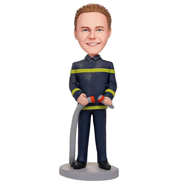 Customized nodding bobblehead doll of a firefighter