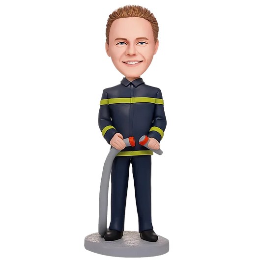 Customized nodding bobblehead doll of a firefighter