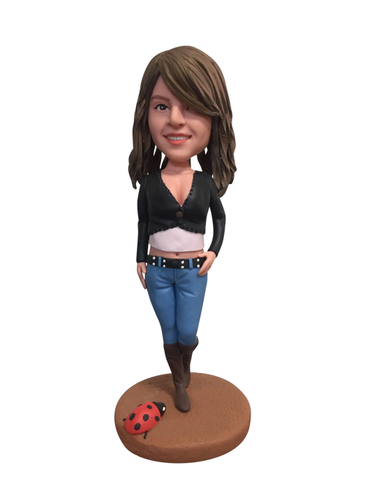 Personalized customized casual bobblehead doll,Personalized Custom Bobblehead - Fun Birthday Gift for Girlfriend or Wife, Unique Female Bobble head Statue,handmade clay figurines